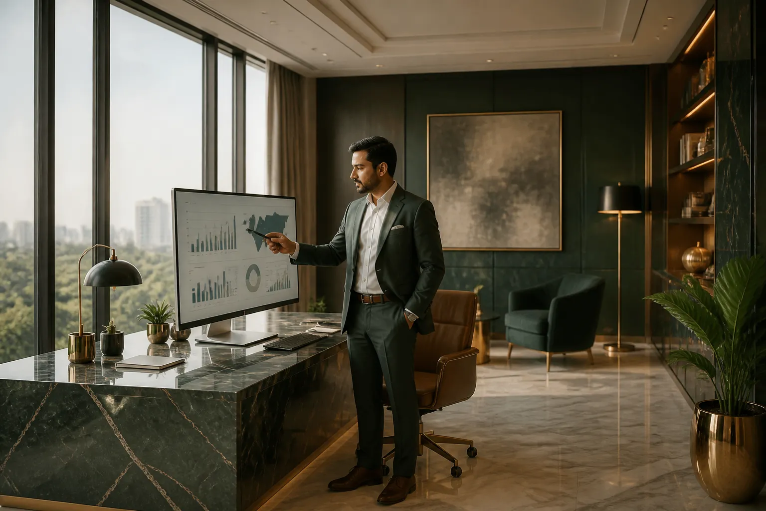 EstateFlow consultant reviewing real estate lead analytics